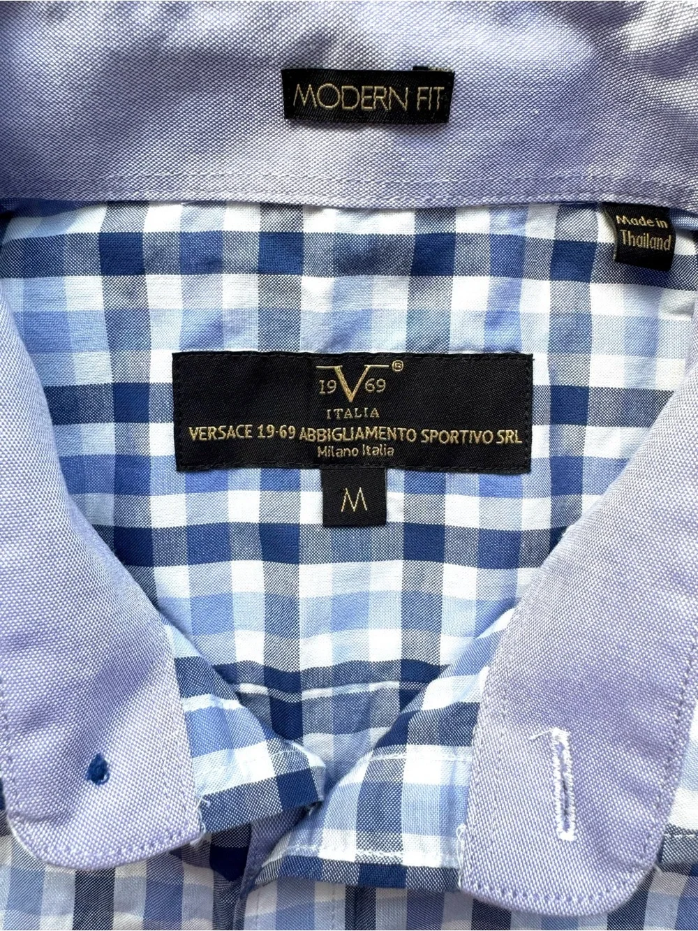 Versace 19.69 Italia Dress Shirt Mens Long Sleeve Modern Fit Patterned Blue M - Picture 2 of 5